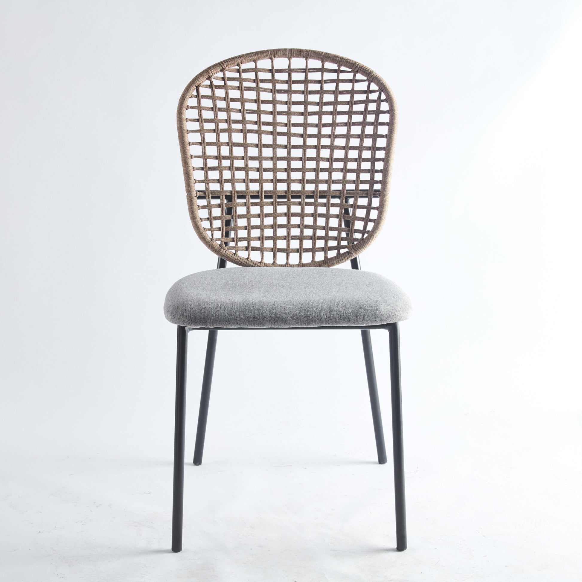 Black And Gray Sennit Chair,Set Of 4,Dining Chair,Coffee Chair Matt Black Metal