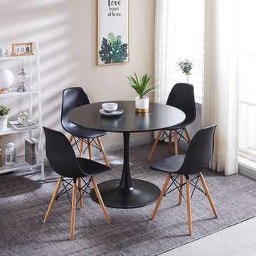 1 4 5Pieces Table And Chair,White Dining Sets,Kitchen Sets,Coffee Sets Matt Black Plastic