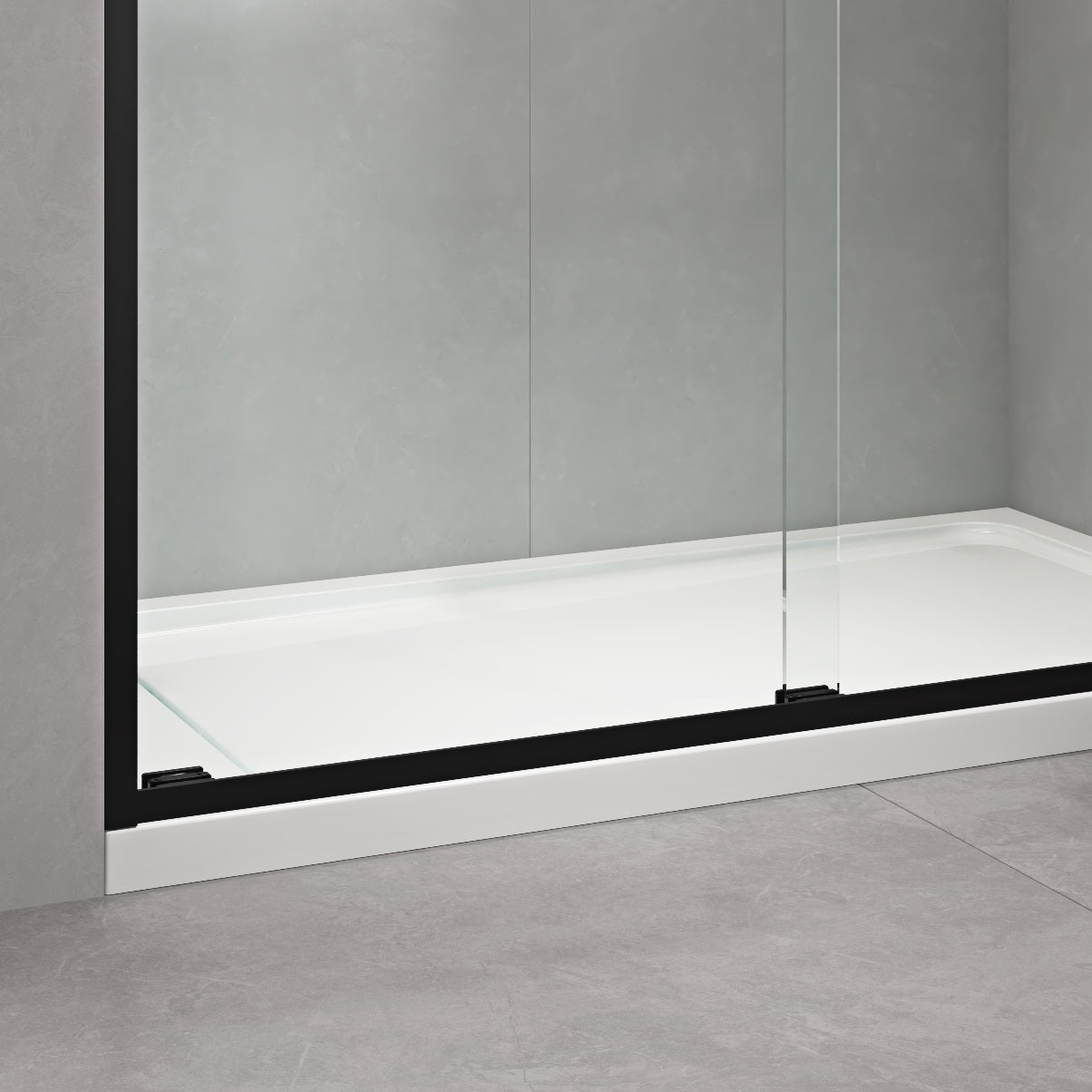 60 In. W X 76 In. Hsliding Framed Shower Door In Black Finish With Clear Glass Matt Black Glass