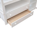 Full Size Loft Bed With Desk And Shelves,Two Built In Drawers,White White Pine