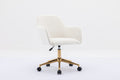 Modern Velvet Fabric Material Adjustable Height 360 Revolving Home Office Chair With Gold Metal Legs And Universal Wheels For Indoor,Ivory Ivory Foam Velvet