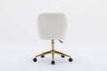 Modern Velvet Fabric Material Adjustable Height 360 Revolving Home Office Chair With Gold Metal Legs And Universal Wheels For Indoor,Ivory Ivory Foam Velvet