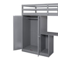 Twin Size Loft Bed With Wardrobe And Staircase, Desk And Storage Drawers And Cabinet In 1,Gray Gray Pine