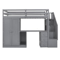 Twin Size Loft Bed With Wardrobe And Staircase, Desk And Storage Drawers And Cabinet In 1,Gray Gray Pine