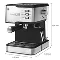 Geek Chef Espresso Machine, Espresso And Cappuccino Latte Maker 20 Bar Pump Coffee Machine Compatible With Ese Pod Capsules Filter&Milk Frother Steam Wand,950W,1.5L Water Tank Ban On Silver Steel