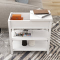 Narrow Sided Table With Drawers And Bottom Partition In Flip Over Design White White Mdf