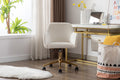 Modern Velvet Fabric Material Adjustable Height 360 Revolving Home Office Chair With Gold Metal Legs And Universal Wheels For Indoor,Ivory Ivory Foam Velvet