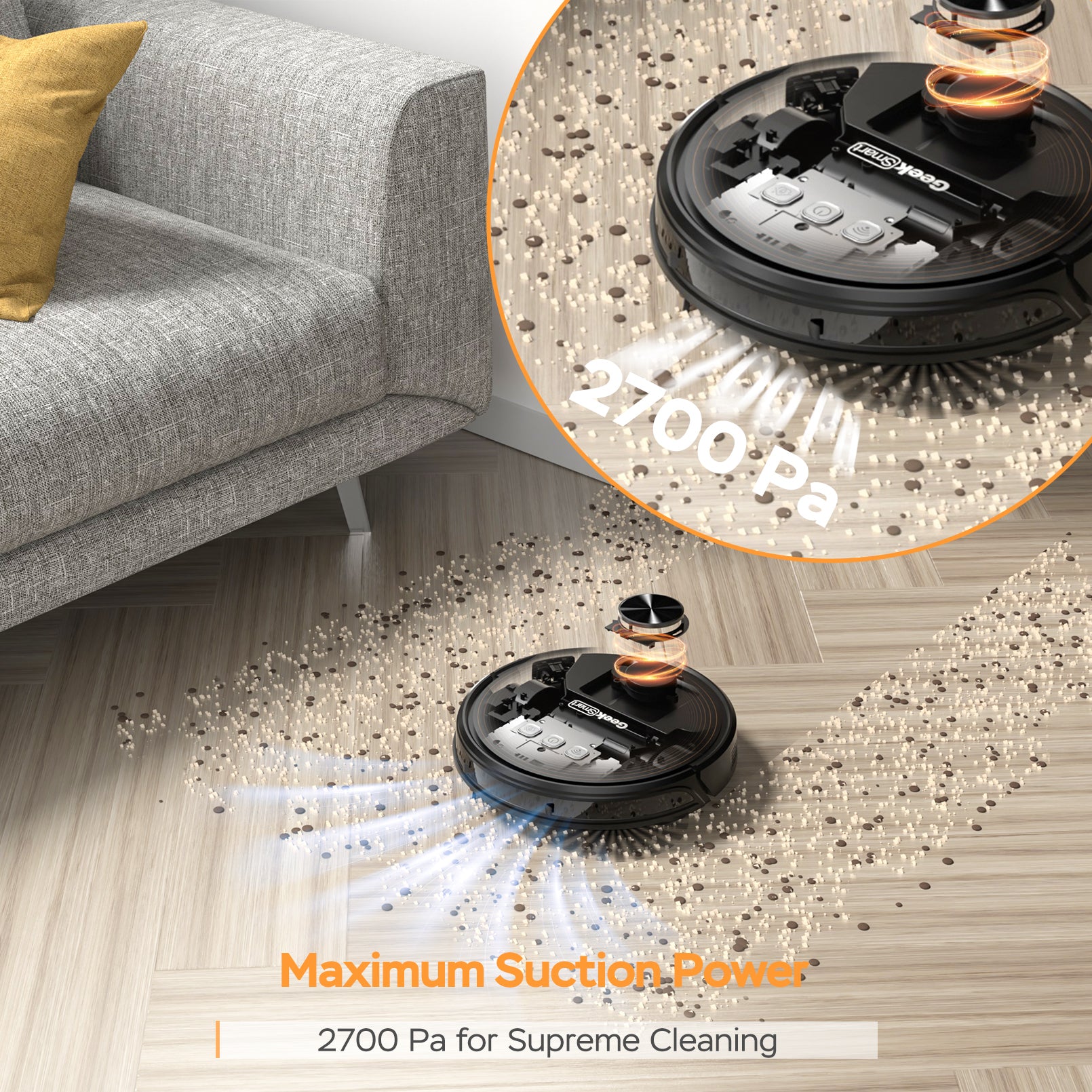 Geek Smart L8 Robot Vacuum Cleaner And Mop, Lds Navigation, Wi Fi Connected App, Selective Room Cleaning,Max 2700 Pa Suction, Ideal For Pets And Larger Home Ban On Black Brown Abs Abs