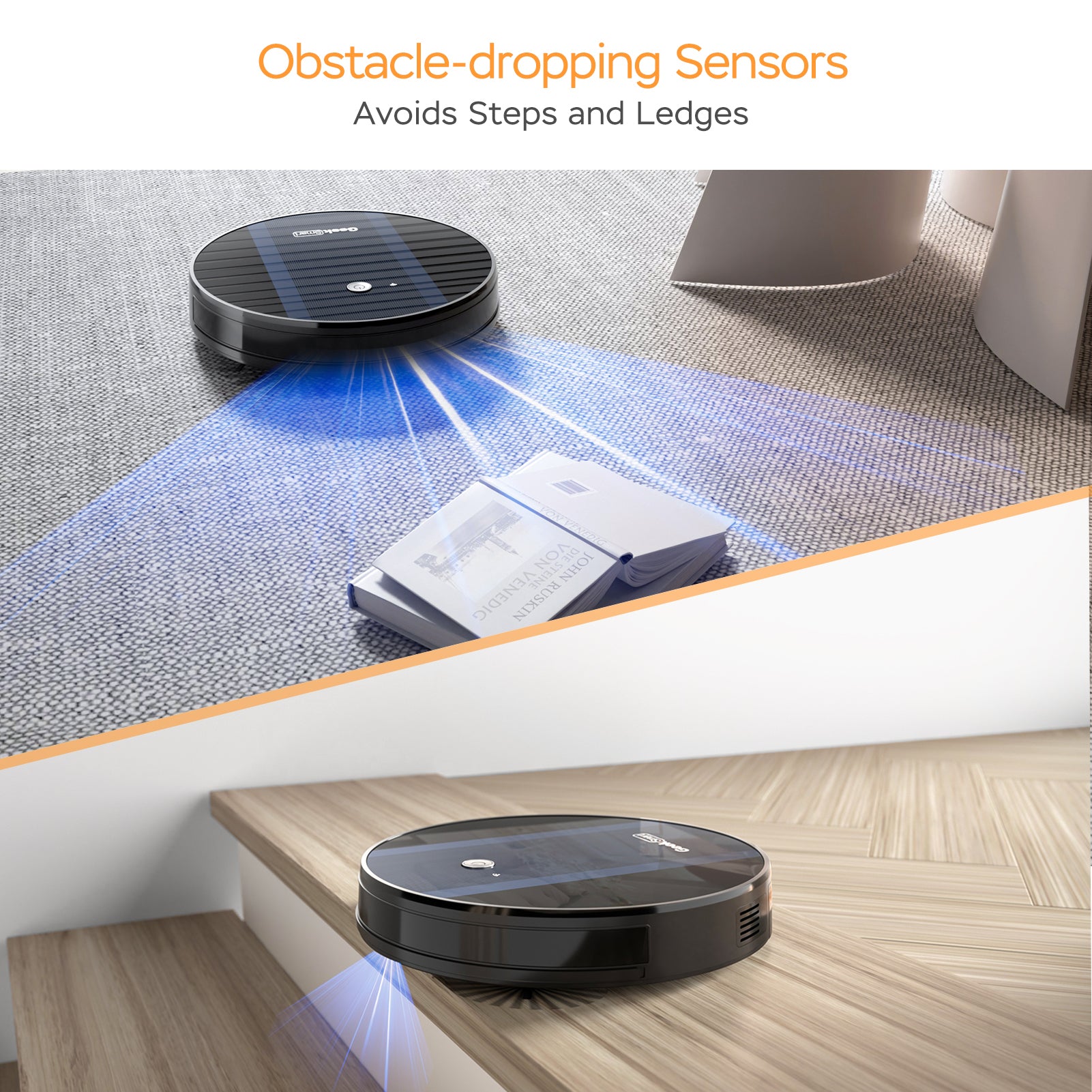 Geek Smart Robot Vacuum Cleaner G6, Ultra Thin, 1800Pa Strong Suction, Automatic Self Charging, Wi Fi Connectivity, App Control, Custom Cleaning, 100Mins Run Time Ban On Black Brown Abs Pc