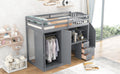 Twin Size Loft Bed With Wardrobe And Staircase, Desk And Storage Drawers And Cabinet In 1,Gray Gray Pine