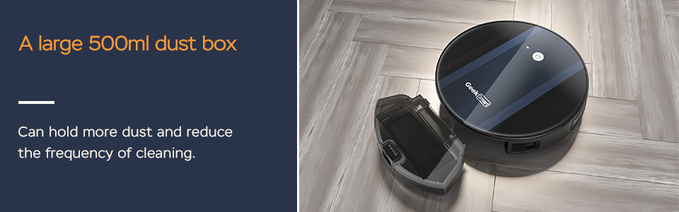 Geek Smart Robot Vacuum Cleaner G6, Ultra Thin, 1800Pa Strong Suction, Automatic Self Charging, Wi Fi Connectivity, App Control, Custom Cleaning, 100Mins Run Time Ban On Black Brown Abs Pc