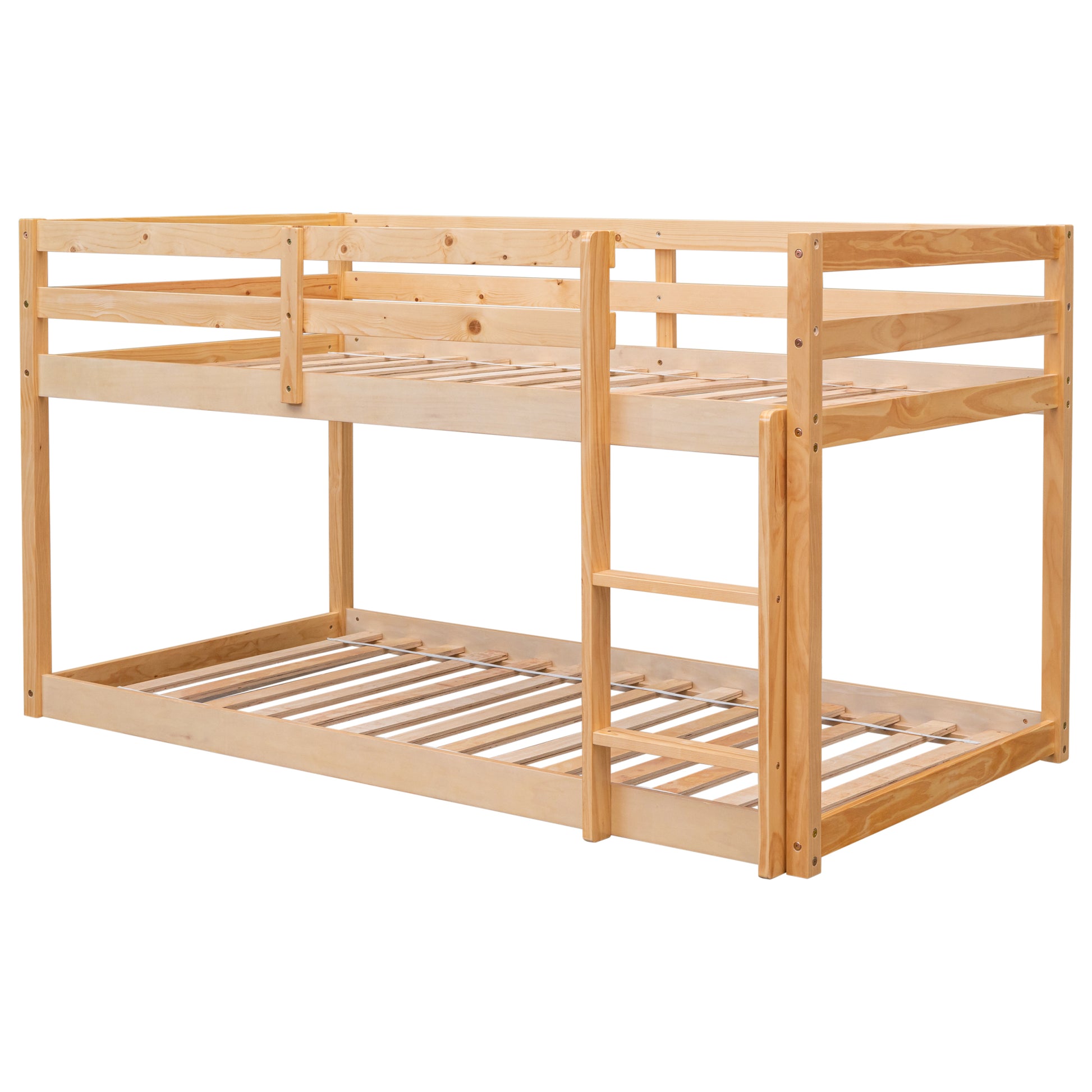 Twin Over Twin Floor Bunk Bed,Natural Old Sku:W50458002 Twin Natural Pine