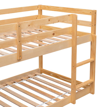 Twin Over Twin Floor Bunk Bed,Natural Old Sku:W50458002 Twin Natural Pine