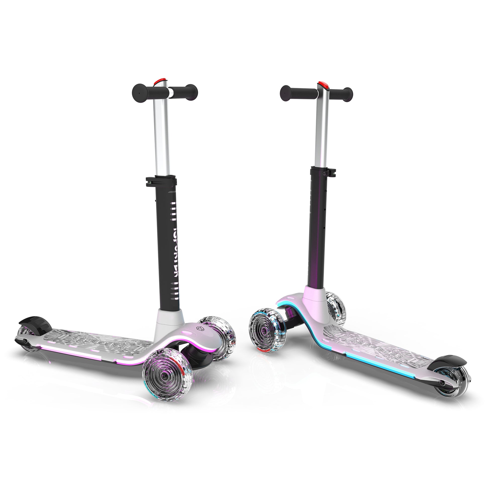 3 Wheel Scooter For Kids Ages 3 5Years Old,Boys And Girls Scooter With Light Up Wheels, Foldable & Adjustable, Anti Slip Deck White Polypropylene