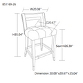 Suede Velvet Barstool With S Dining Room Chair 2 Pcs Set 26 Inch Seater Height Cream Foam Fabric