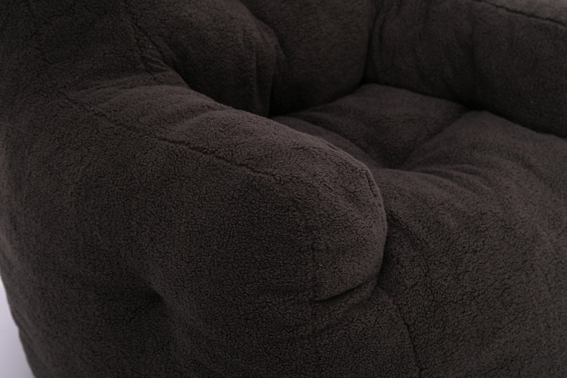 010 Soft Teddy Fabric Tufted Foam Bean Bag Chair With Teddy Fabric Dark Gray Dark Gray Primary Living Space Soft Modern Memory Foam Teddy