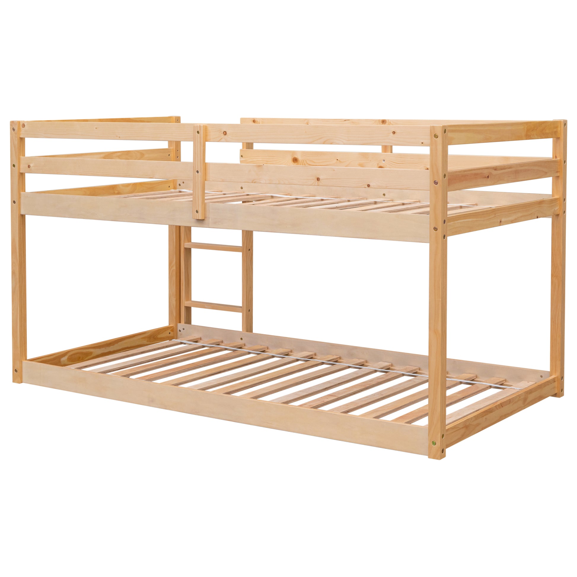 Twin Over Twin Floor Bunk Bed,Natural Old Sku:W50458002 Twin Natural Pine