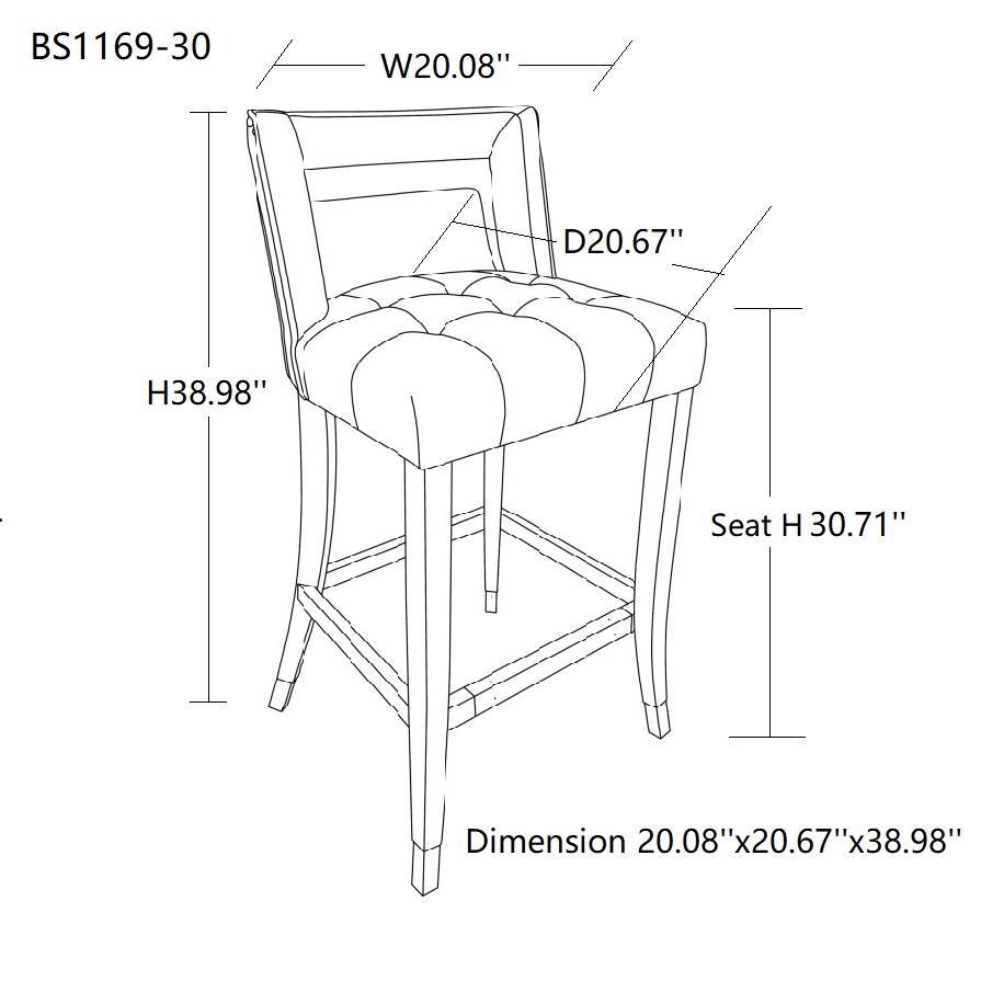 Suede Velvet Barstool With S Dining Room Chair2 Pcs Set 30 Inch Seater Height Cream Foam Fabric