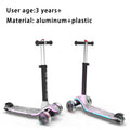 3 Wheel Scooter For Kids Ages 3 5Years Old,Boys And Girls Scooter With Light Up Wheels, Foldable & Adjustable, Anti Slip Deck White Polypropylene