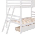 Twin Over Twin Bunk Bed With 2 Drawers, 1 Storage Box, 1 Shelf, Window And Roof White Old Sku:Lt000608Aak White Solid Wood