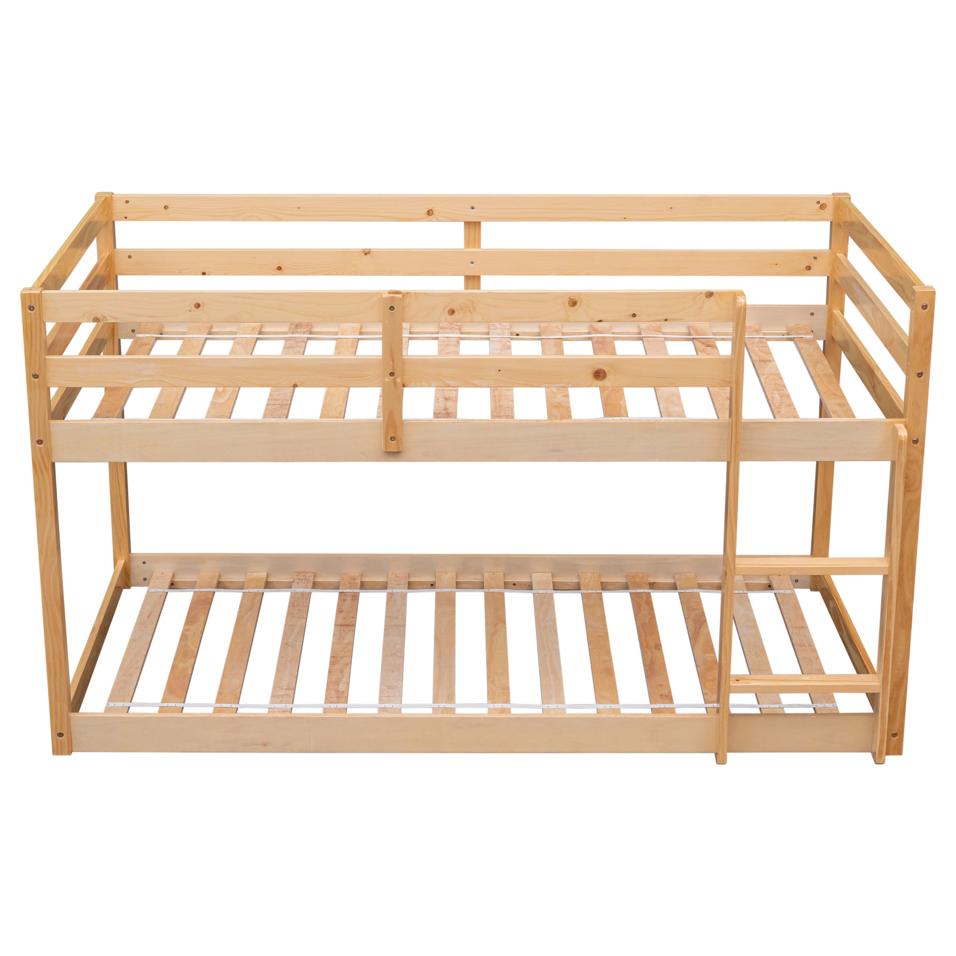 Twin Over Twin Floor Bunk Bed,Natural Old Sku:W50458002 Twin Natural Pine