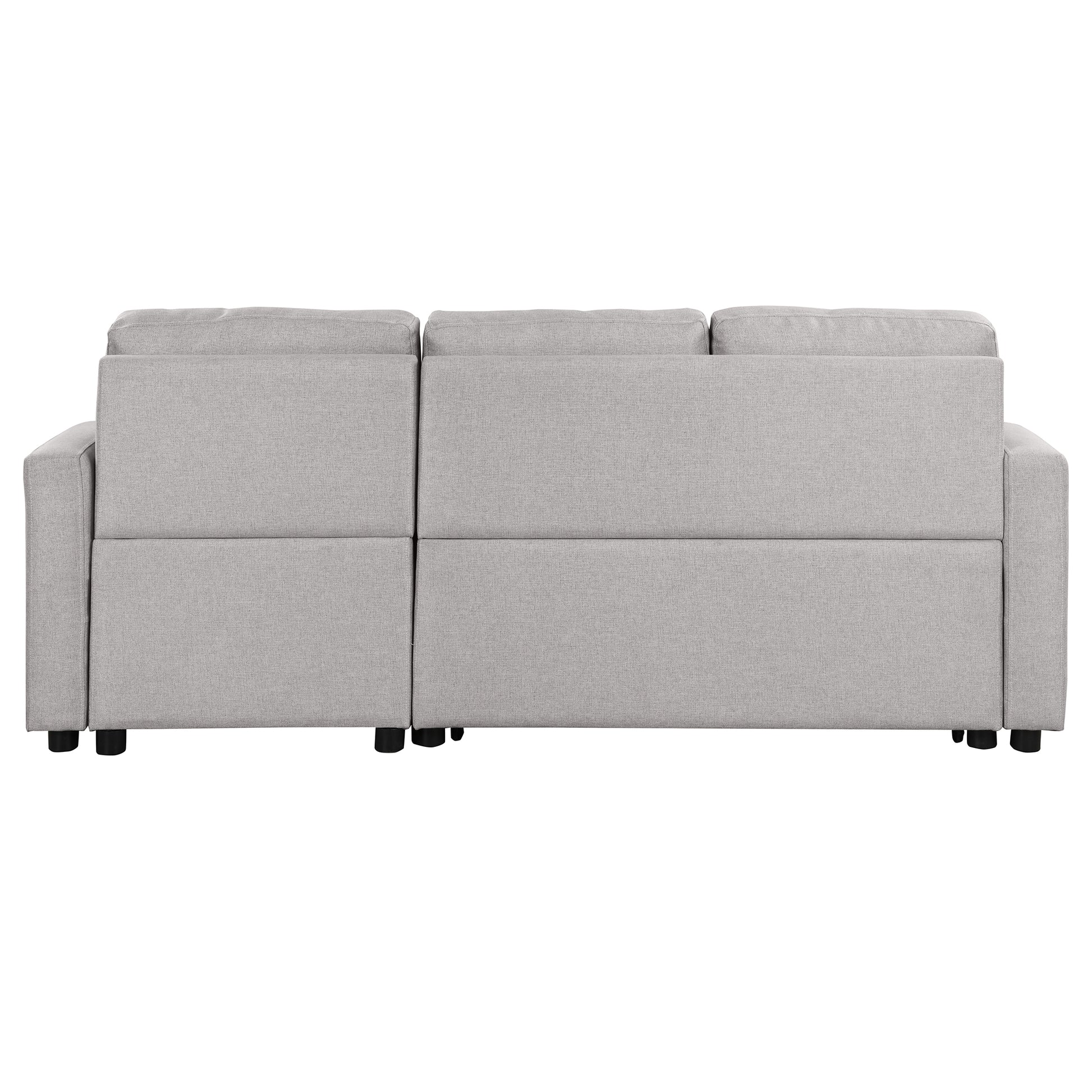 80.3" Orisfur. Pull Out Sofa Bed Modern Padded Upholstered Sofa Bedlinen Fabric 3 Seater Couch With Storage Chaise And Cup Holdersmall Couch For Small Spaces Gray Foam Linen