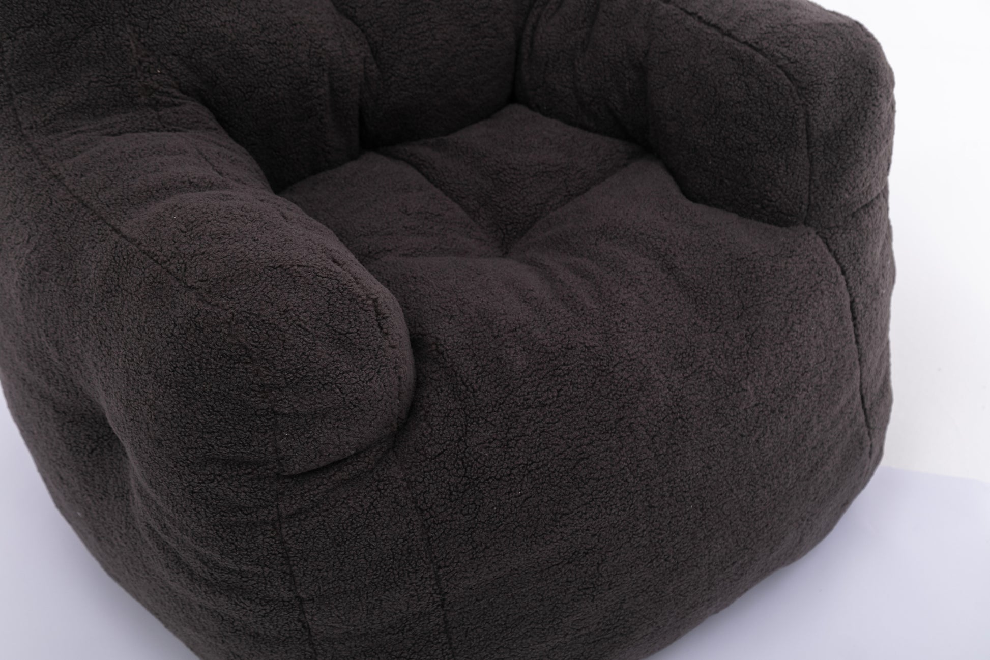 010 Soft Teddy Fabric Tufted Foam Bean Bag Chair With Teddy Fabric Dark Gray Dark Gray Primary Living Space Soft Modern Memory Foam Teddy