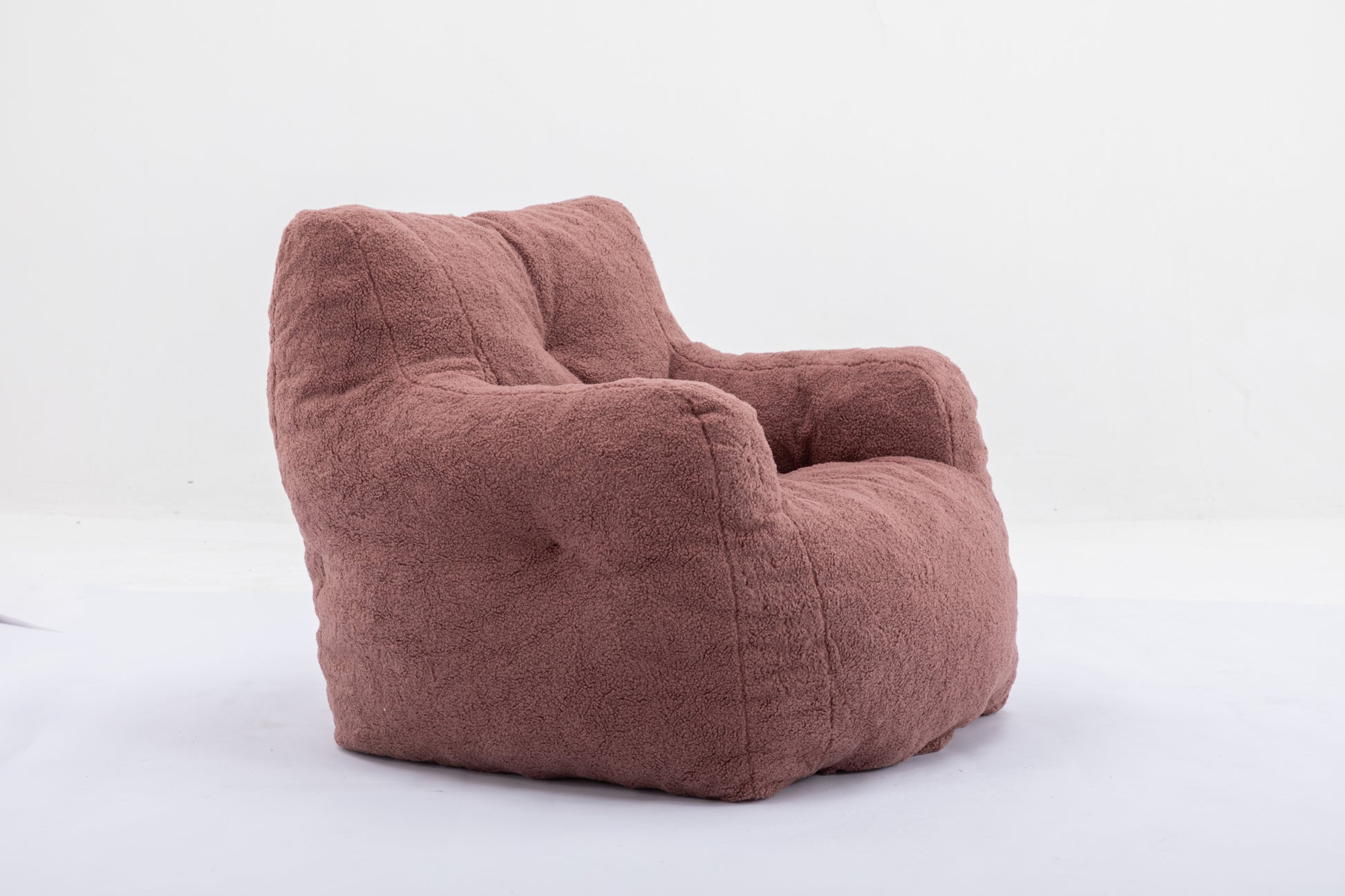 010 Soft Teddy Fabric Tufted Foam Bean Bag Chair With Teddy Fabric Bean Paste Red Bean Paste Red Primary Living Space Soft Modern Foam Teddy