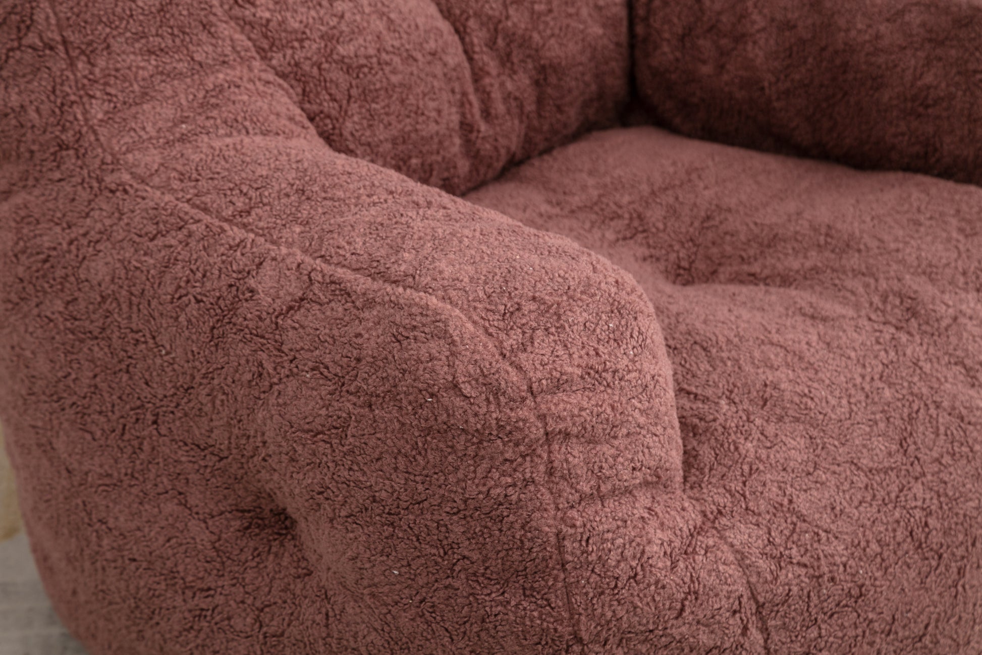 010 Soft Teddy Fabric Tufted Foam Bean Bag Chair With Teddy Fabric Bean Paste Red Bean Paste Red Primary Living Space Soft Modern Foam Teddy