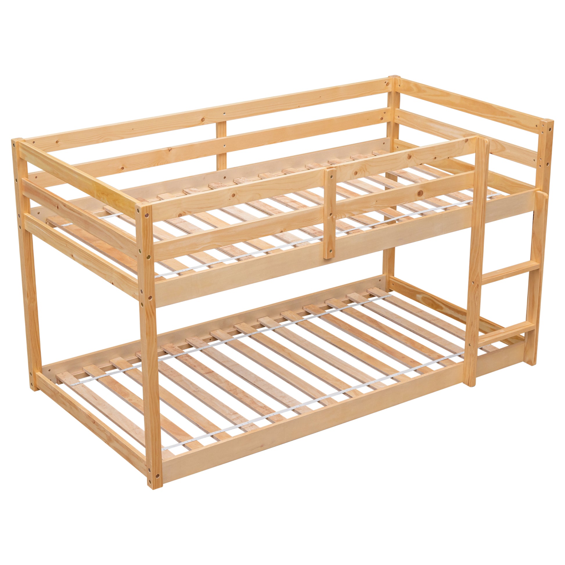 Twin Over Twin Floor Bunk Bed,Natural Old Sku:W50458002 Twin Natural Pine