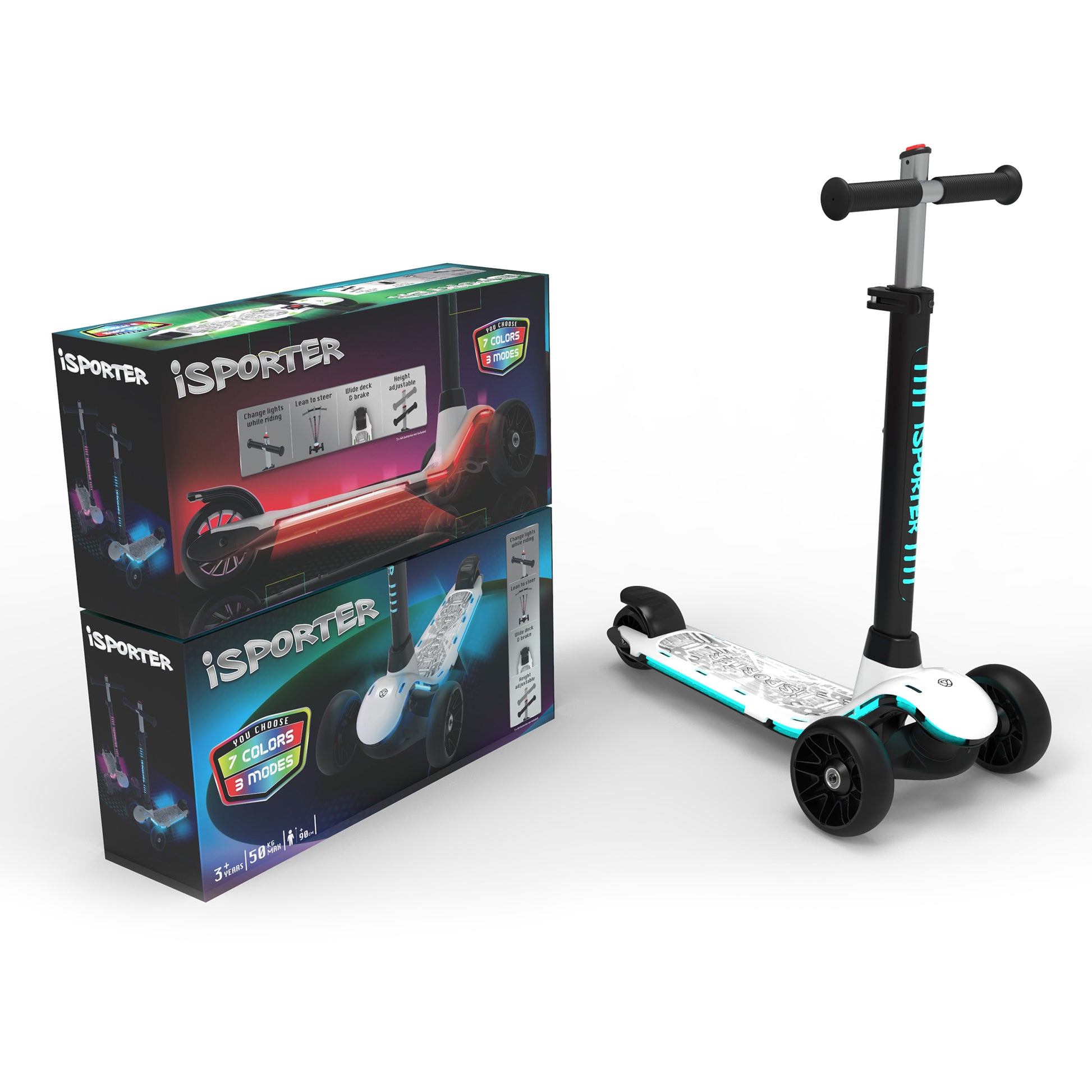 3 Wheel Scooter For Kids Ages 3 5Years Old,Boys And Girls Scooter With Light Up Wheels, Foldable & Adjustable, Anti Slip Deck White Polypropylene