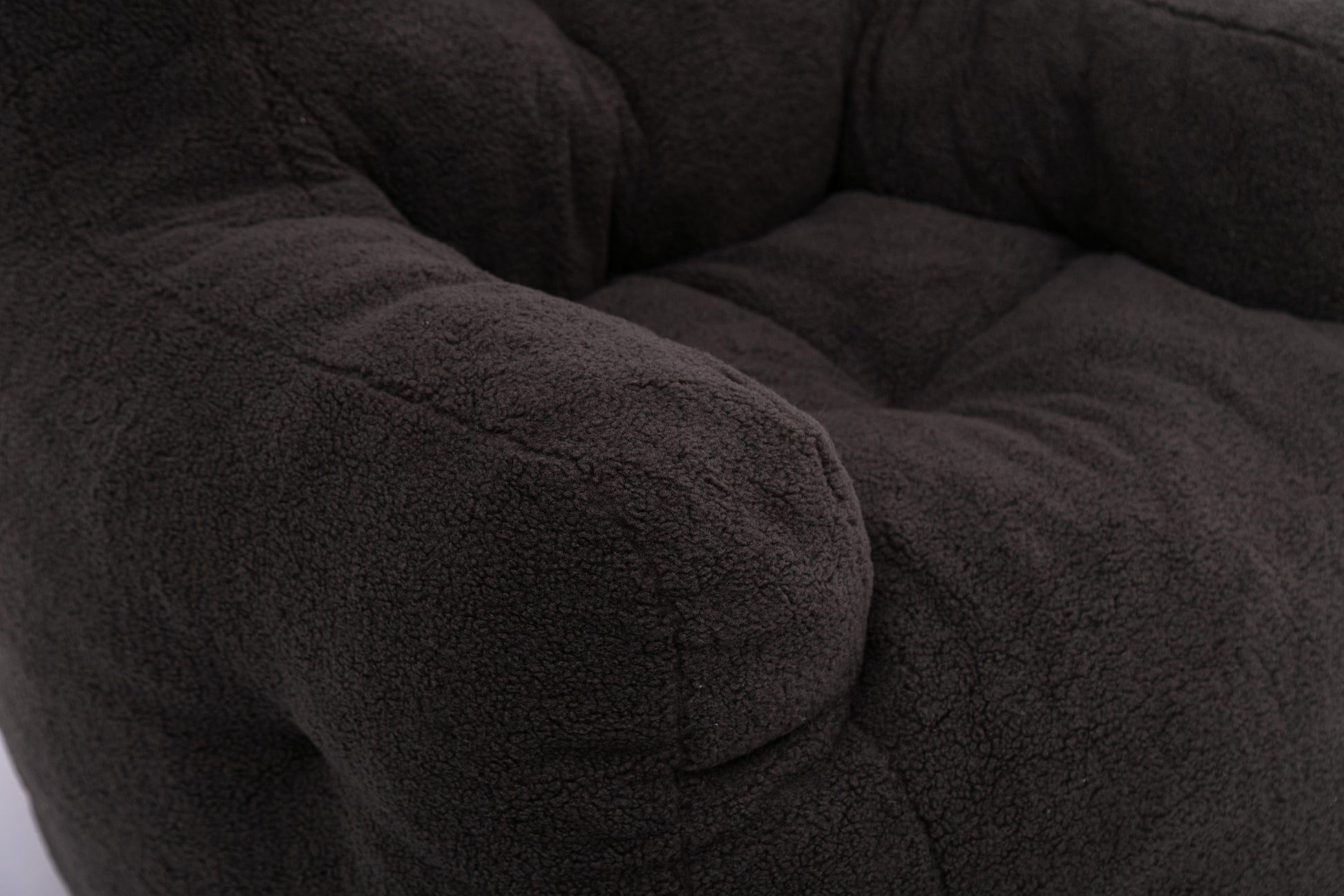 010 Soft Teddy Fabric Tufted Foam Bean Bag Chair With Teddy Fabric Dark Gray Dark Gray Primary Living Space Soft Modern Memory Foam Teddy