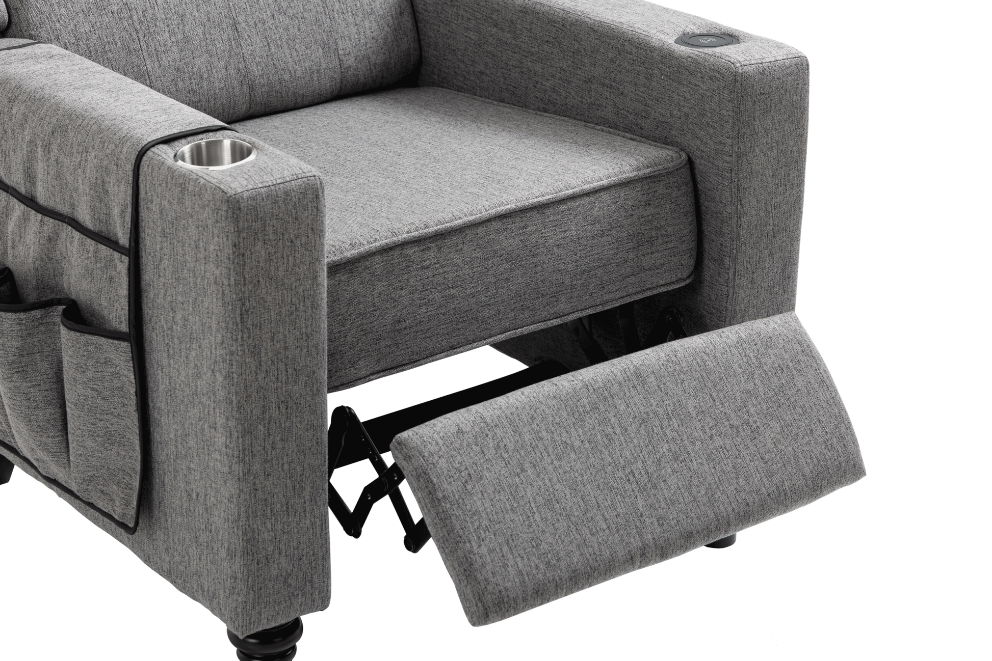 Arm Pushing Recliner Chair, Modern Button Tufted Wingback Push Back Recliner Chair, Living Room Chair Fabric Pushback Manual Single Reclining Sofa Home Theater Seating For Bedroom,Dark Gray Dark Gray Foam Linen