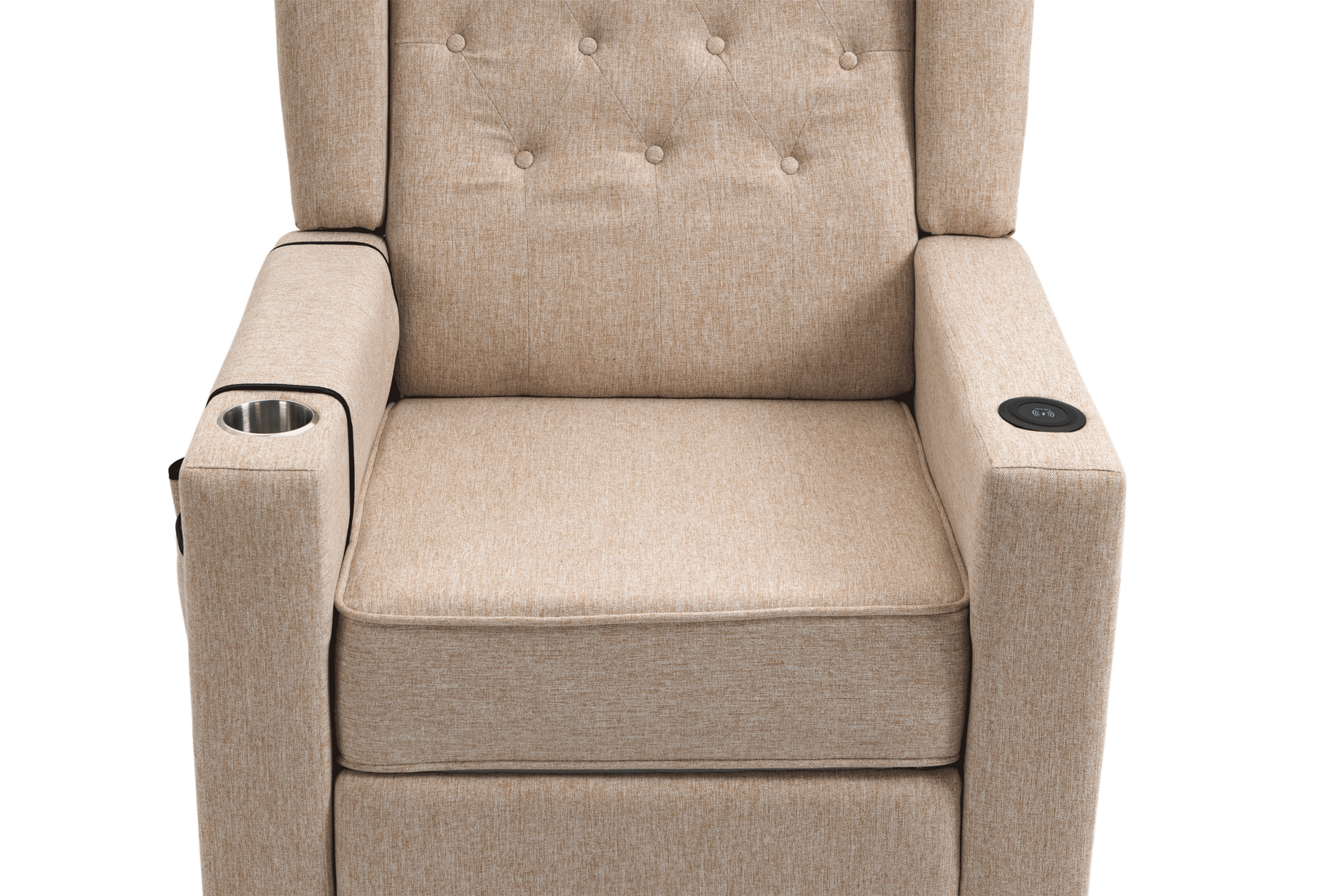 Arm Pushing Recliner Chair, Modern Button Tufted Wingback Push Back Recliner Chair, Living Room Chair Fabric Pushback Manual Single Reclining Sofa Home Theater Seating For Bedroom,Khaki Yelkow Khaki Yellow Foam Linen