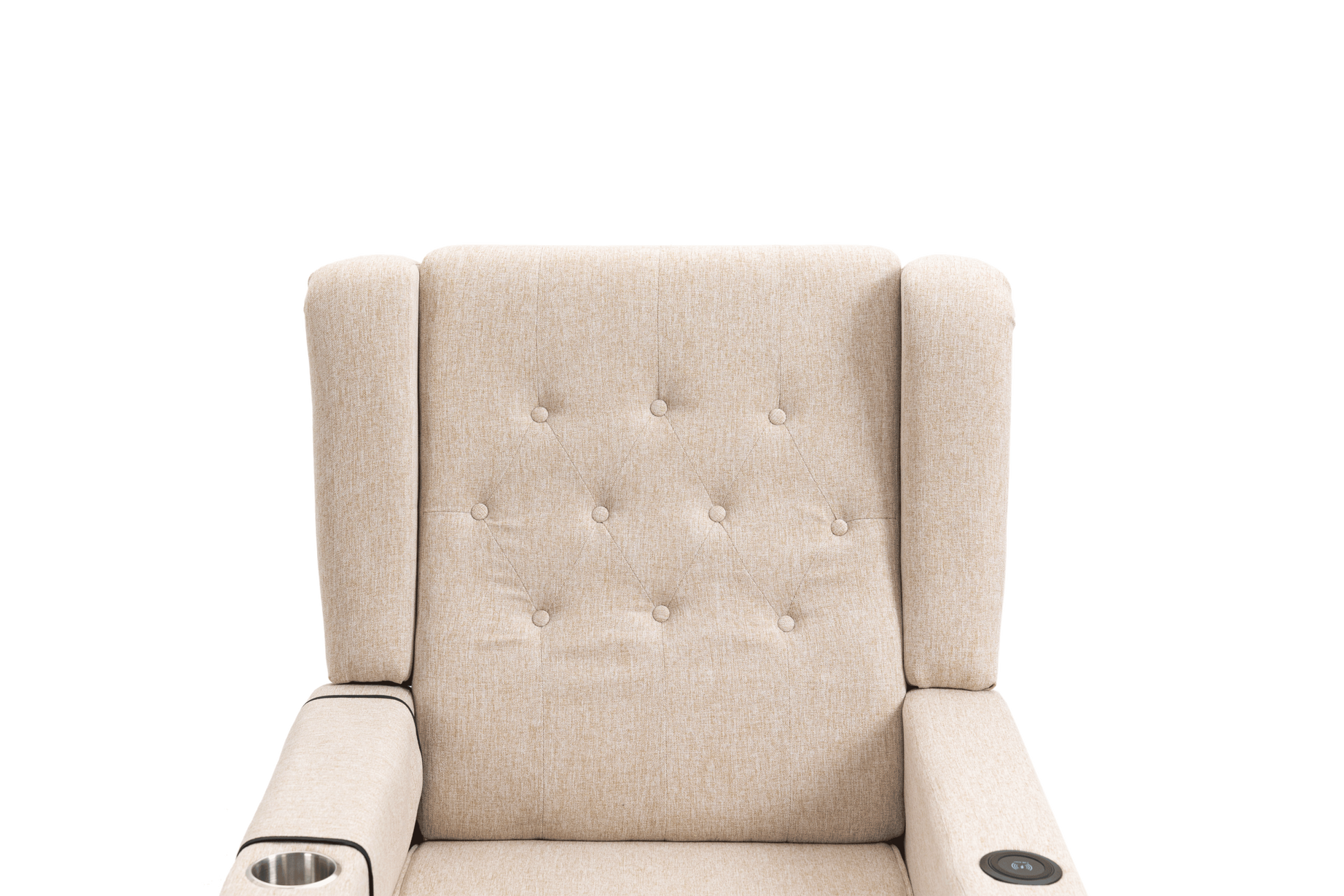 Arm Pushing Recliner Chair, Modern Button Tufted Wingback Push Back Recliner Chair, Living Room Chair Fabric Pushback Manual Single Reclining Sofa Home Theater Seating For Bedroom,Khaki Yelkow Khaki Yellow Foam Linen