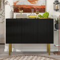 Modern Simple & Luxury Style Sideboard Particle Board & Mdf Board Cabinet With Gold Metal Legs & Handles, Adjustable Shelves For Living Room, Dining Room Black Black Particle Board