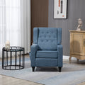 Arm Pushing Recliner Chair, Modern Button Tufted Wingback Push Back Recliner Chair, Living Room Chair Fabric Pushback Manual Single Reclining Sofa Home Theater Seating For Bedroom,Navy Blue Navy Blue Foam Linen