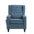 Arm Pushing Recliner Chair, Modern Button Tufted Wingback Push Back Recliner Chair, Living Room Chair Fabric Pushback Manual Single Reclining Sofa Home Theater Seating For Bedroom,Navy Blue Navy Blue Foam Linen