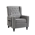 Arm Pushing Recliner Chair, Modern Button Tufted Wingback Push Back Recliner Chair, Living Room Chair Fabric Pushback Manual Single Reclining Sofa Home Theater Seating For Bedroom,Dark Gray Dark Gray Foam Linen