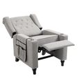 Arm Pushing Recliner Chair, Modern Button Tufted Wingback Push Back Recliner Chair, Living Room Chair Fabric Pushback Manual Single Reclining Sofa Home Theater Seating For Bedroom,Light Gray Light Gray Foam Linen