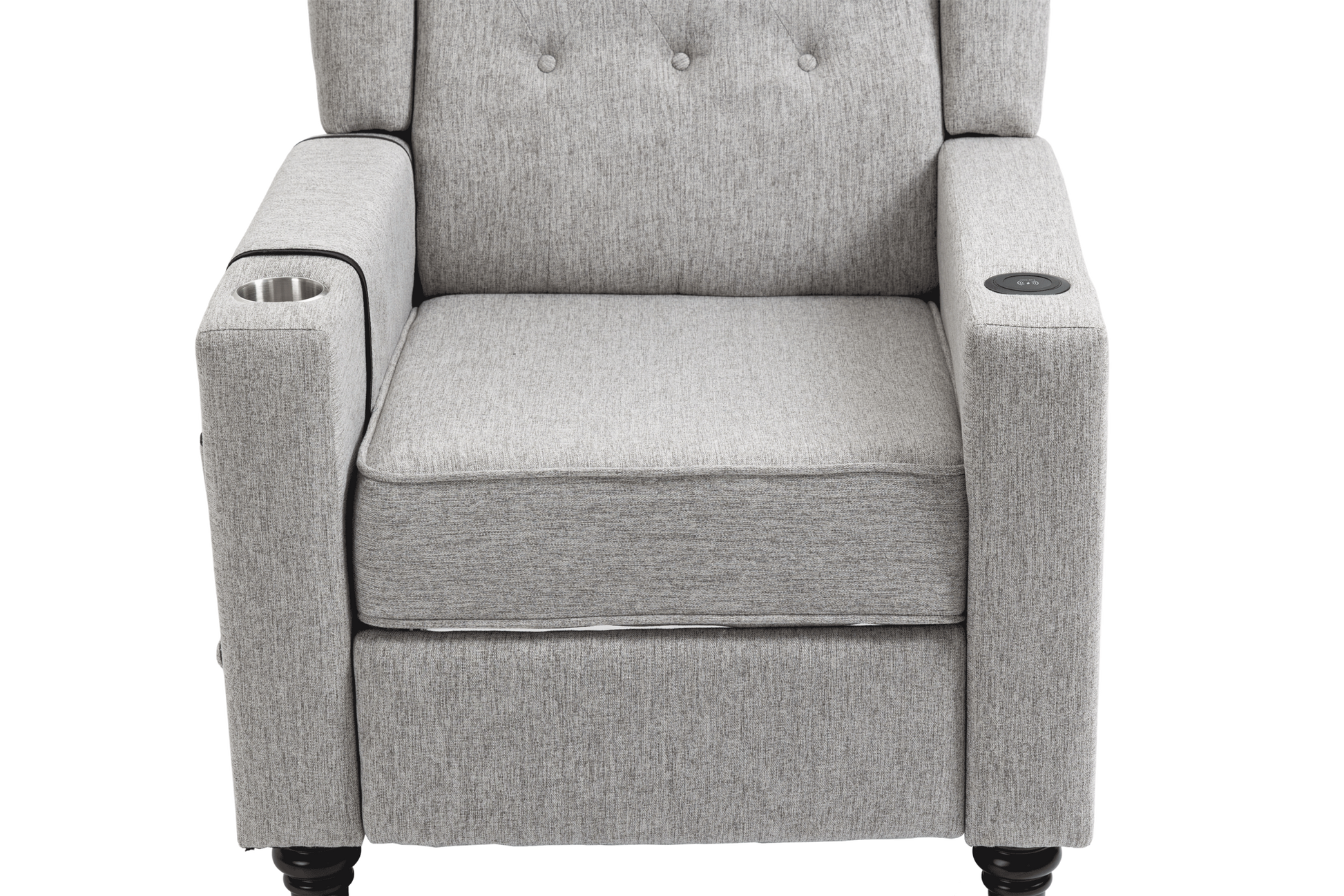 Arm Pushing Recliner Chair, Modern Button Tufted Wingback Push Back Recliner Chair, Living Room Chair Fabric Pushback Manual Single Reclining Sofa Home Theater Seating For Bedroom,Light Gray Light Gray Foam Linen