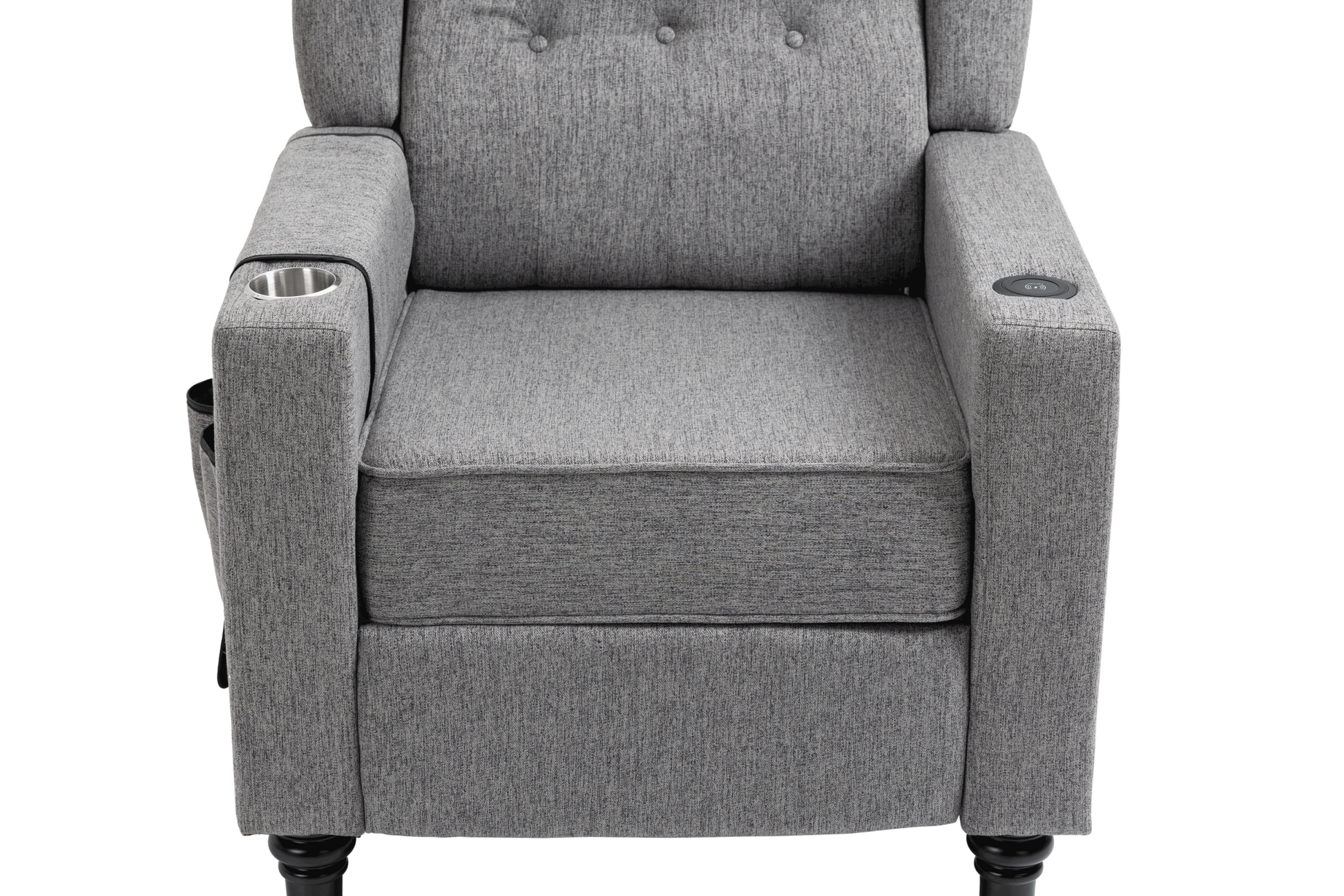 Arm Pushing Recliner Chair, Modern Button Tufted Wingback Push Back Recliner Chair, Living Room Chair Fabric Pushback Manual Single Reclining Sofa Home Theater Seating For Bedroom,Dark Gray Dark Gray Foam Linen