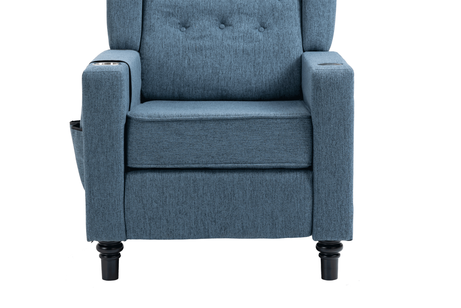 Arm Pushing Recliner Chair, Modern Button Tufted Wingback Push Back Recliner Chair, Living Room Chair Fabric Pushback Manual Single Reclining Sofa Home Theater Seating For Bedroom,Navy Blue Navy Blue Foam Linen