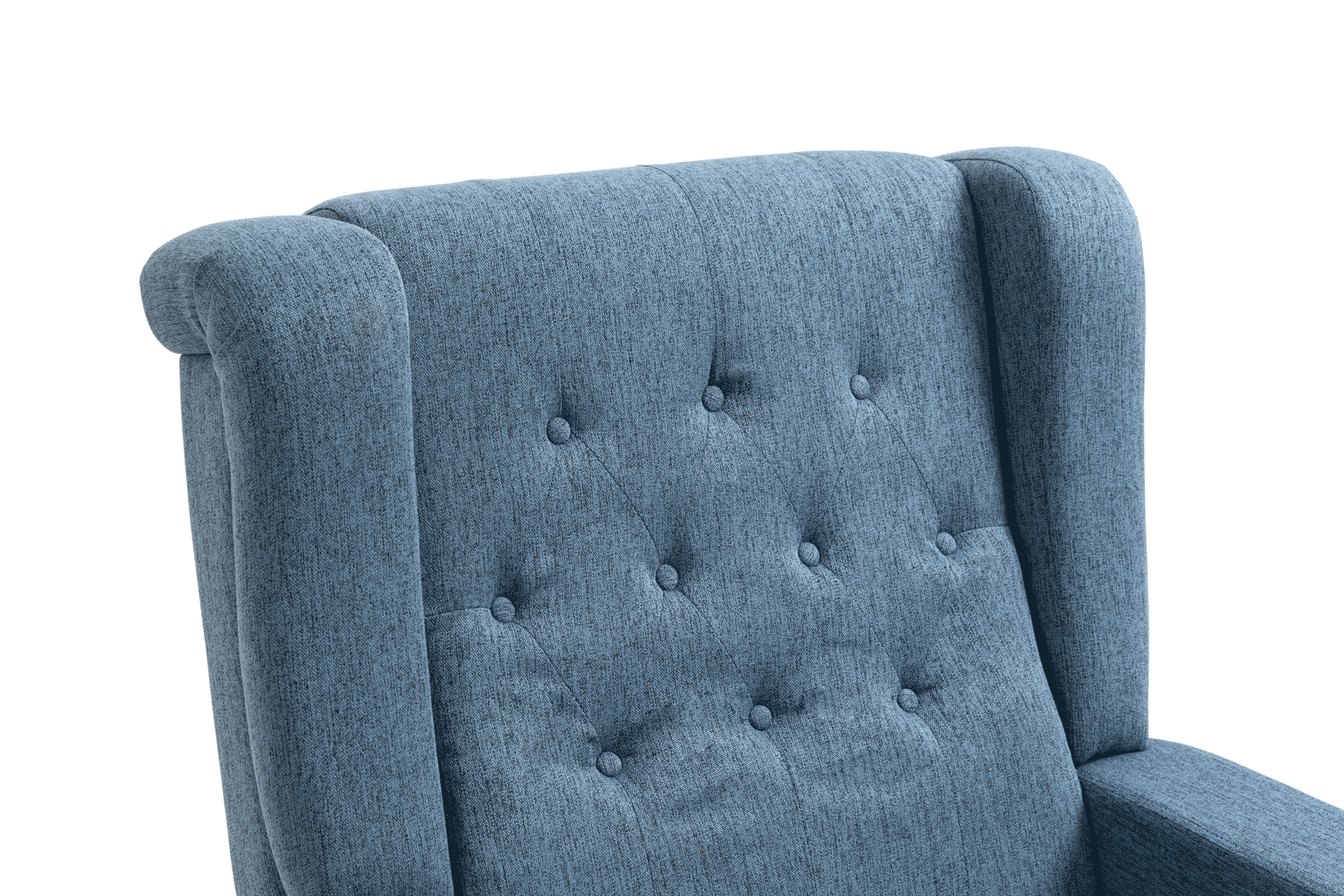 Arm Pushing Recliner Chair, Modern Button Tufted Wingback Push Back Recliner Chair, Living Room Chair Fabric Pushback Manual Single Reclining Sofa Home Theater Seating For Bedroom,Navy Blue Navy Blue Foam Linen