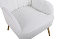 Modern Soft White Teddy Fabric Ivory Ergonomics Accent Chair Living Room Chair Bedroom Chair Home Chair With Gold Legs And Adjustable Legs For Indoor Home Off White Foam Faux Fur