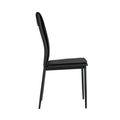 Dining Chairs Set Of 4, Black Modern Kitchen Chair With Metal Leg Black Leather