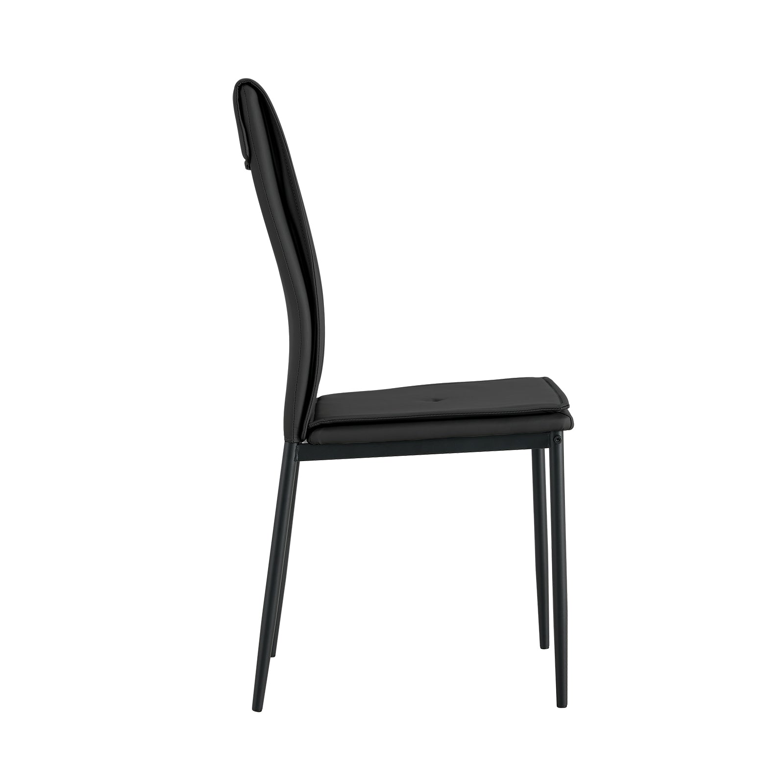 5 Pieces Dining Table Set For 4,Kitchen Room Tempered Glass Dining Table ,4 Faux Leather Chairs ,Black Black Leather