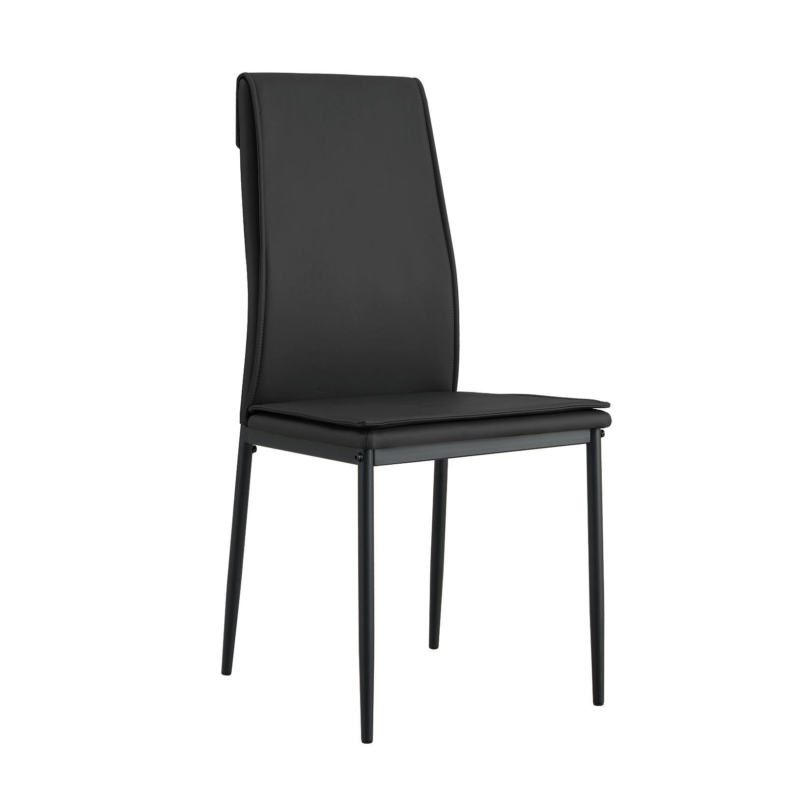 5 Pieces Dining Table Set For 4,Kitchen Room Tempered Glass Dining Table ,4 Faux Leather Chairs ,Black Black Leather