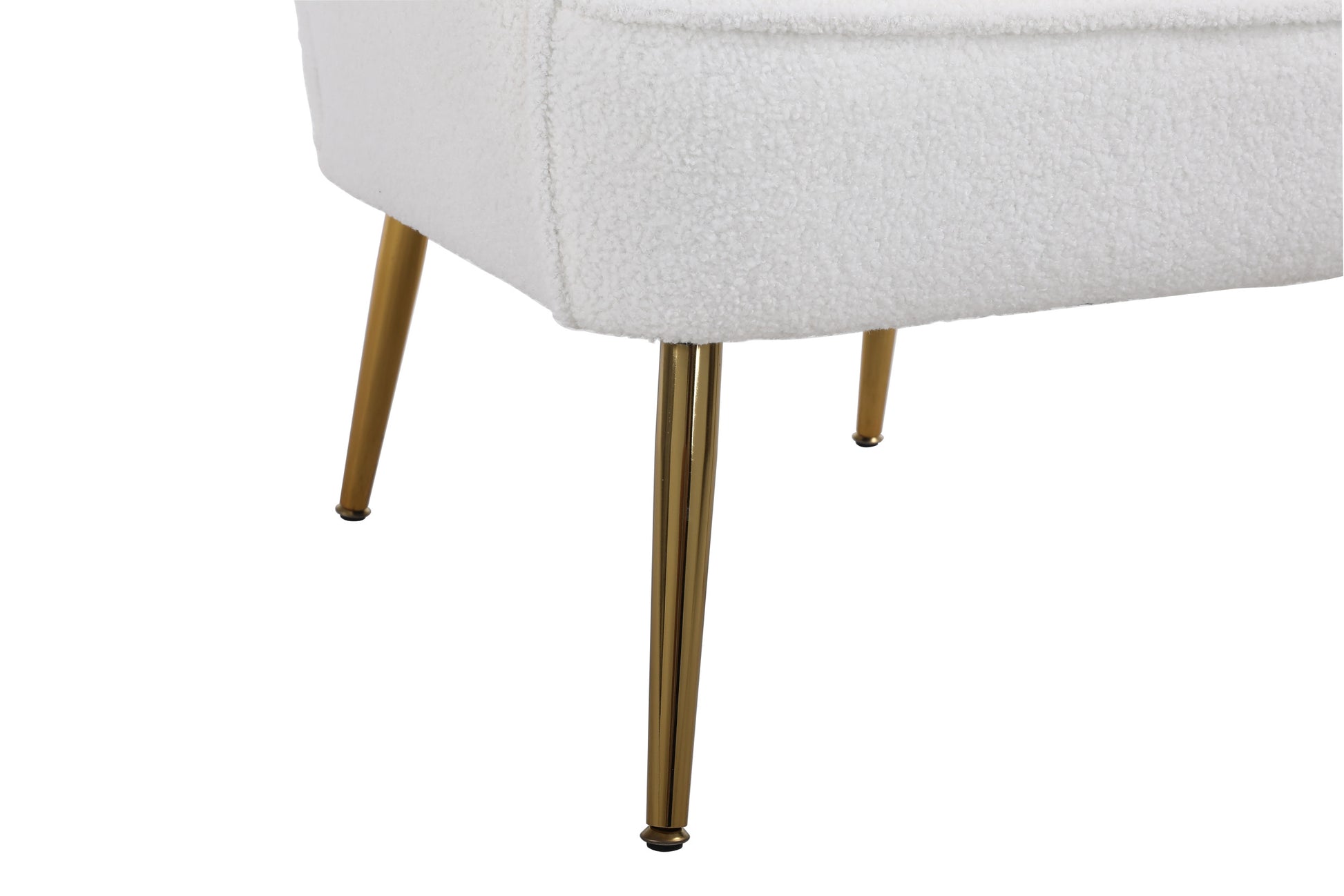 Modern Soft White Teddy Fabric Ivory Ergonomics Accent Chair Living Room Chair Bedroom Chair Home Chair With Gold Legs And Adjustable Legs For Indoor Home Off White Foam Faux Fur