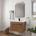 30 Inch Bathroom Vanity With White Ceramic Basin And Adjust Open Shelf Kd Packing Imitative Oak Plywood